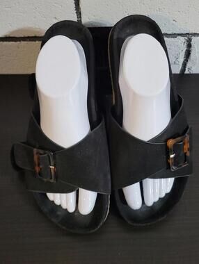 BUNDLE SALE!  LOFT Black Slide Sandals Tortise Shell Buckle Sz 10.5